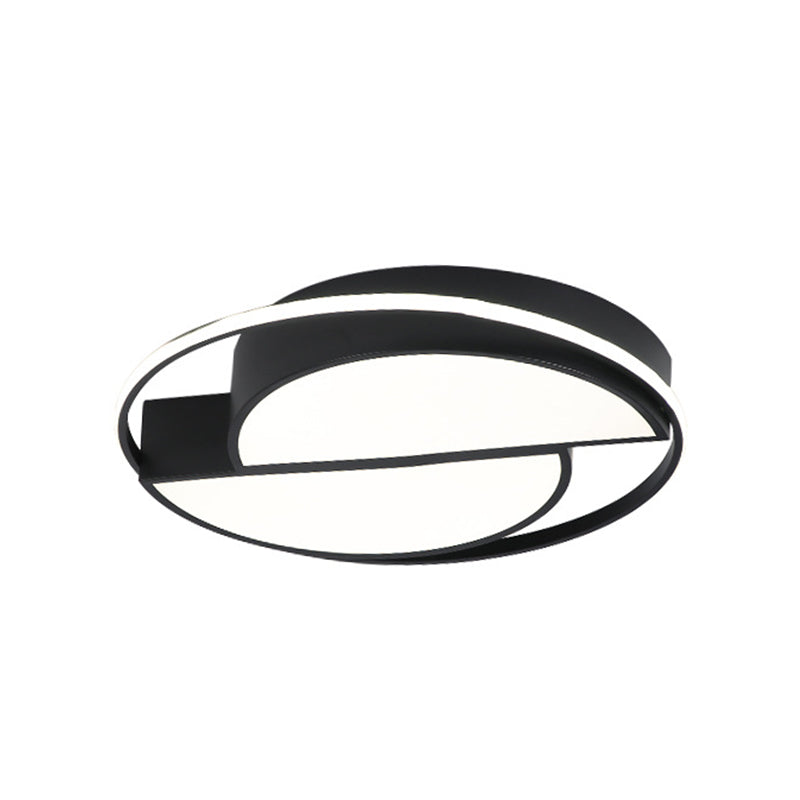 Semicircle Acrylic Flush Ceiling Light Modern Black LED Flush Mounted Lamp with Glowing Ring