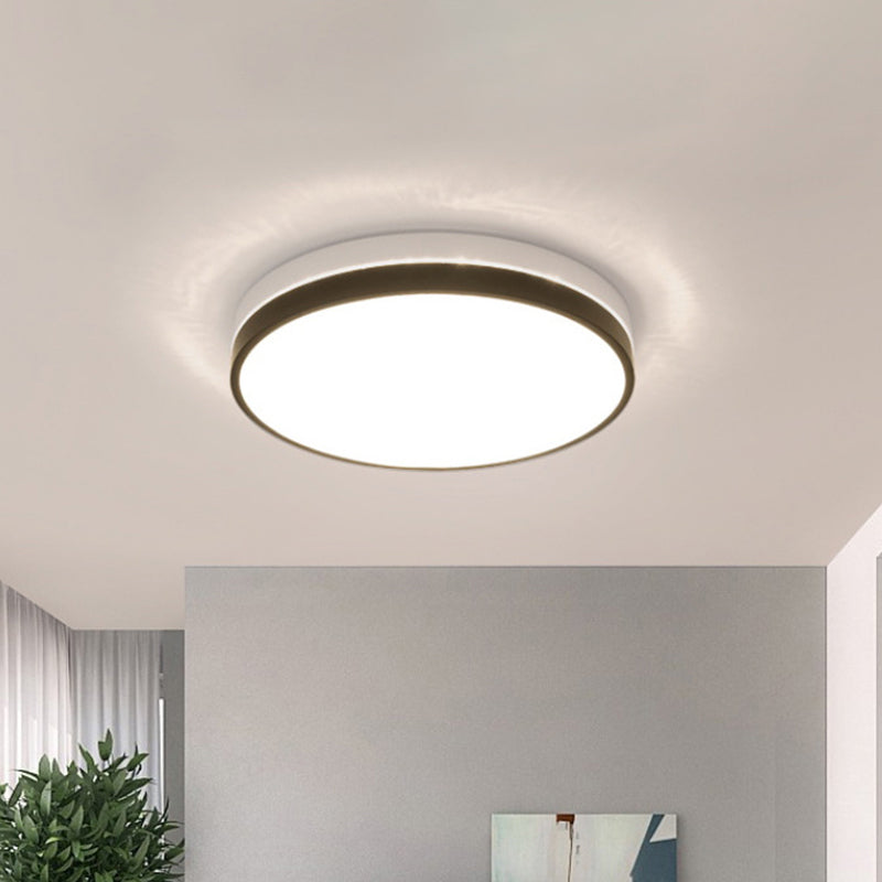 Plafonnier LED nordique rond/carré/rectangle en acrylique pour salon, luminaire de plafond en noir et blanc