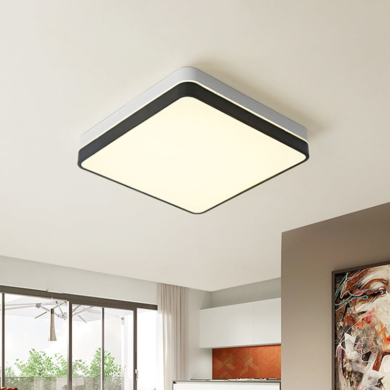 Plafonnier LED nordique rond/carré/rectangle en acrylique pour salon, luminaire de plafond en noir et blanc