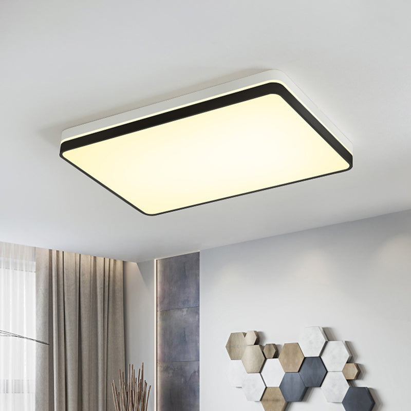 Plafonnier LED nordique rond/carré/rectangle en acrylique pour salon, luminaire de plafond en noir et blanc