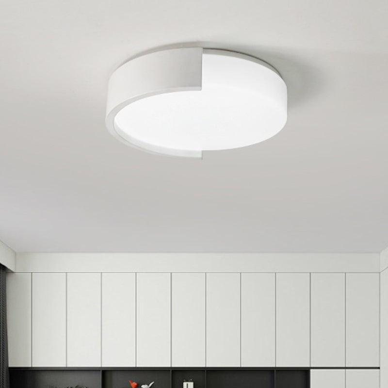 Plafoniera a forma di tamburo Semplice illuminazione a LED in acrilico nero/bianco da incasso con cornice a forma di C, luce calda/bianca