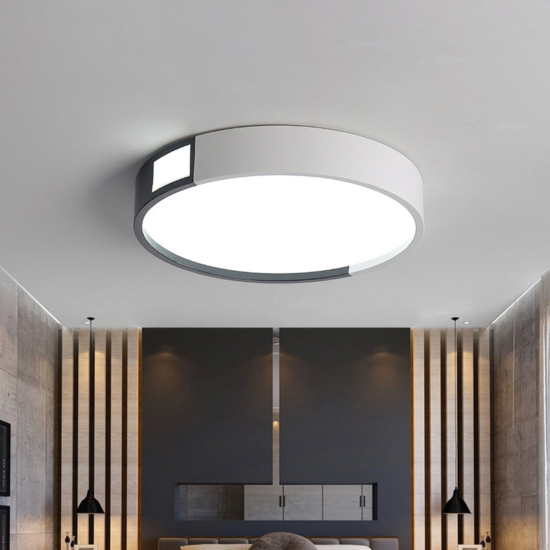 Minimalist Integrated LED Flush Light Black-White Splicing Round/Square/Rectangle Ceiling Mount Lamp with Acrylic Shade, Warm/White Light