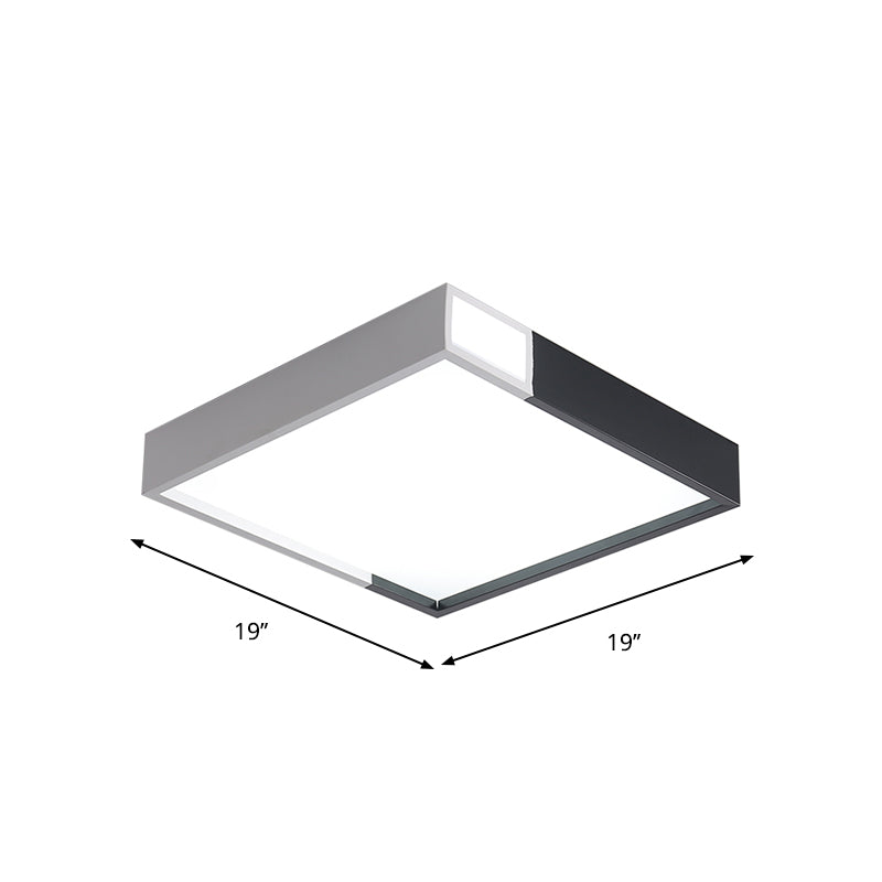 Minimalist Integrated LED Flush Light Black-White Splicing Round/Square/Rectangle Ceiling Mount Lamp with Acrylic Shade, Warm/White Light