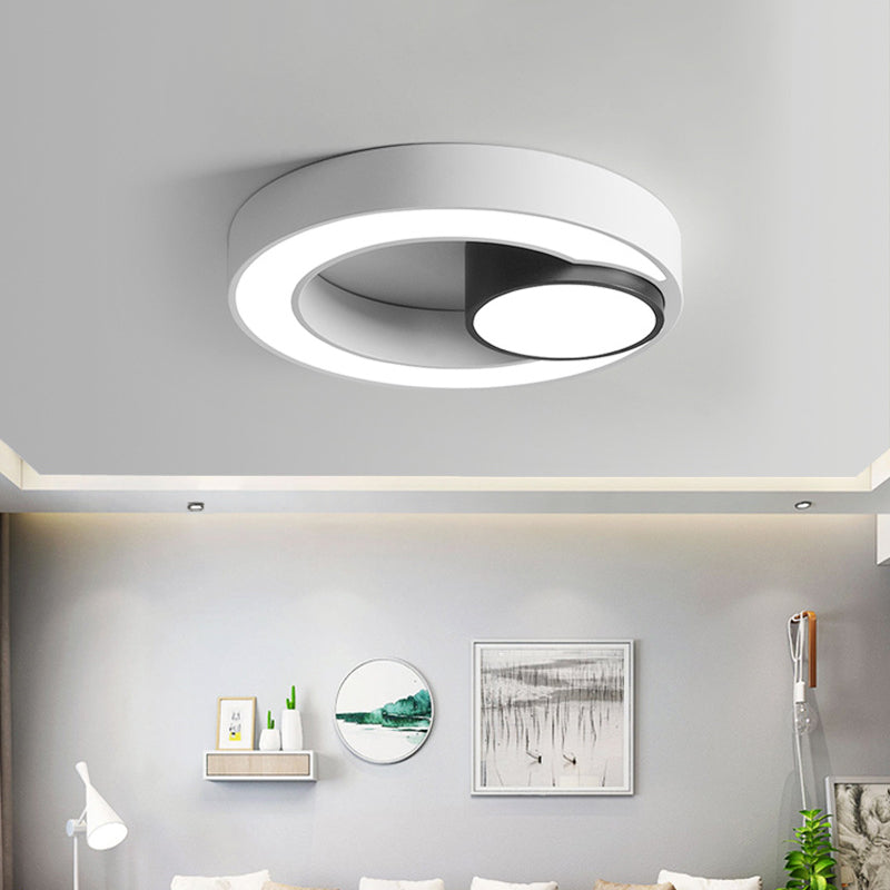 Lámpara empotrada con anillos de hierro, iluminación de techo LED nórdica en blanco y negro, luz blanca/de 3 colores