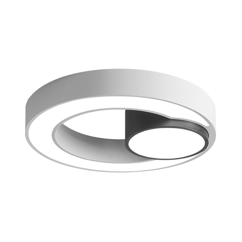 Lámpara empotrada con anillos de hierro, iluminación de techo LED nórdica en blanco y negro, luz blanca/de 3 colores