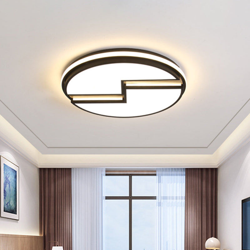 Acrylic Round Cracked Flush Mount Lamp Minimalist LED Black Ceiling Light in White/3 Color Light for Bedroom