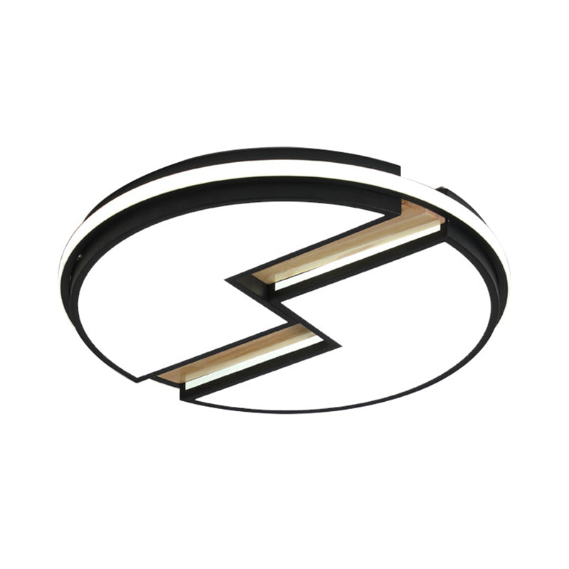 Acrylic Round Cracked Flush Mount Lamp Minimalist LED Black Ceiling Light in White/3 Color Light for Bedroom