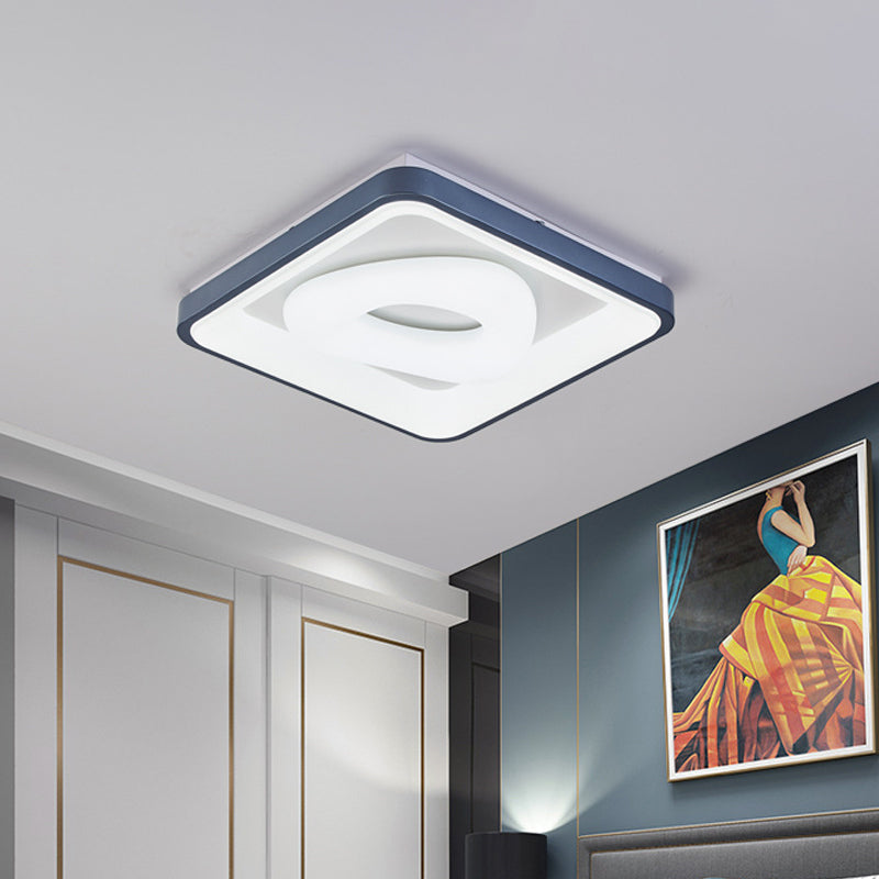 Acrylique Triangulaire Flush-Mount Light LED Ceiling Éclairage avec un cadre rond / carré en bleu