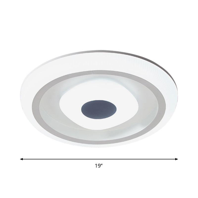 White Square/Round LED Ceiling Lamp Minimalism Acrylic Flush Mount Fixture with Inner Shade for Hotel