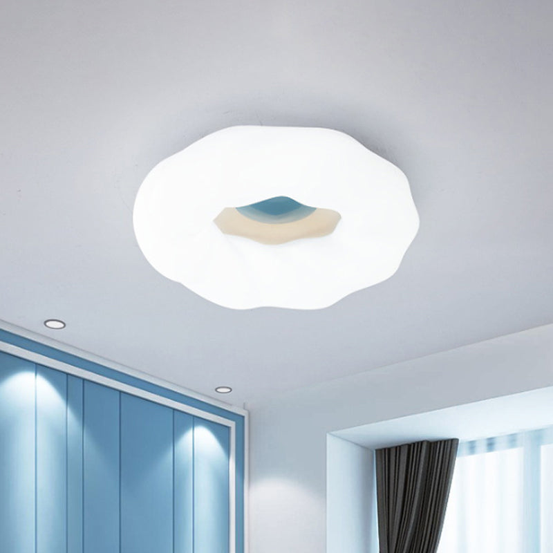 Cartoon Cloud Ceiling Mount Light Acrylic Corridor LED Flush Mounted Light Fixture in White/Blue/Coffee