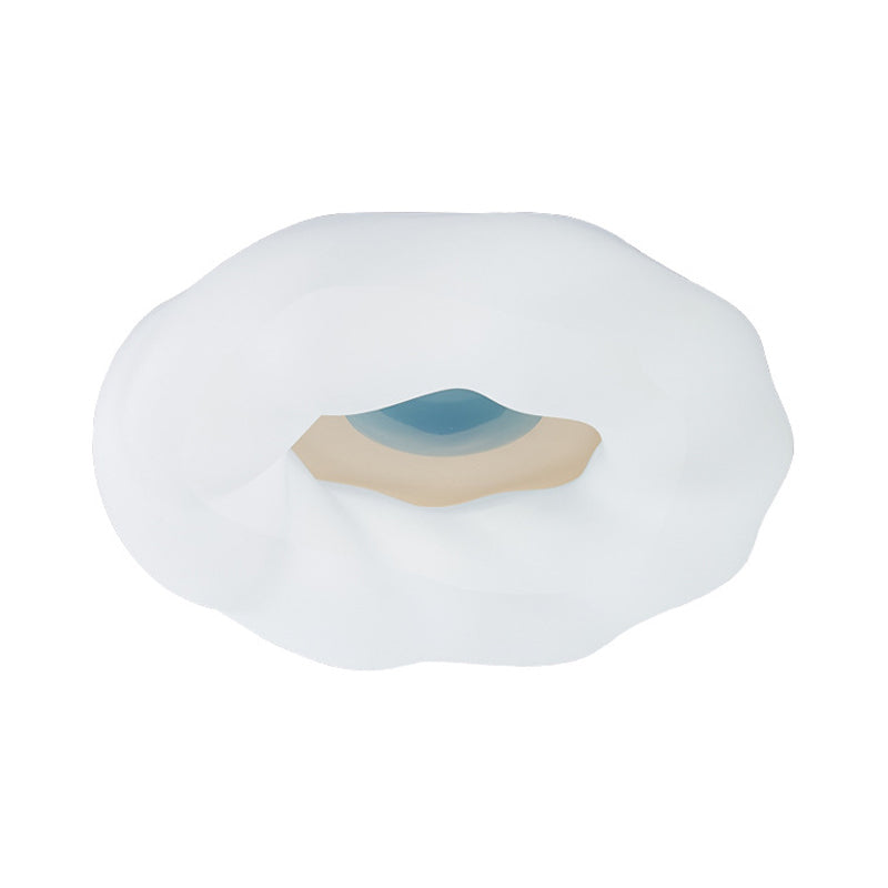 Cartoon Cloud Ceiling Mount Light Acrylic Corridor LED Flush Mounted Light Fixture in White/Blue/Coffee
