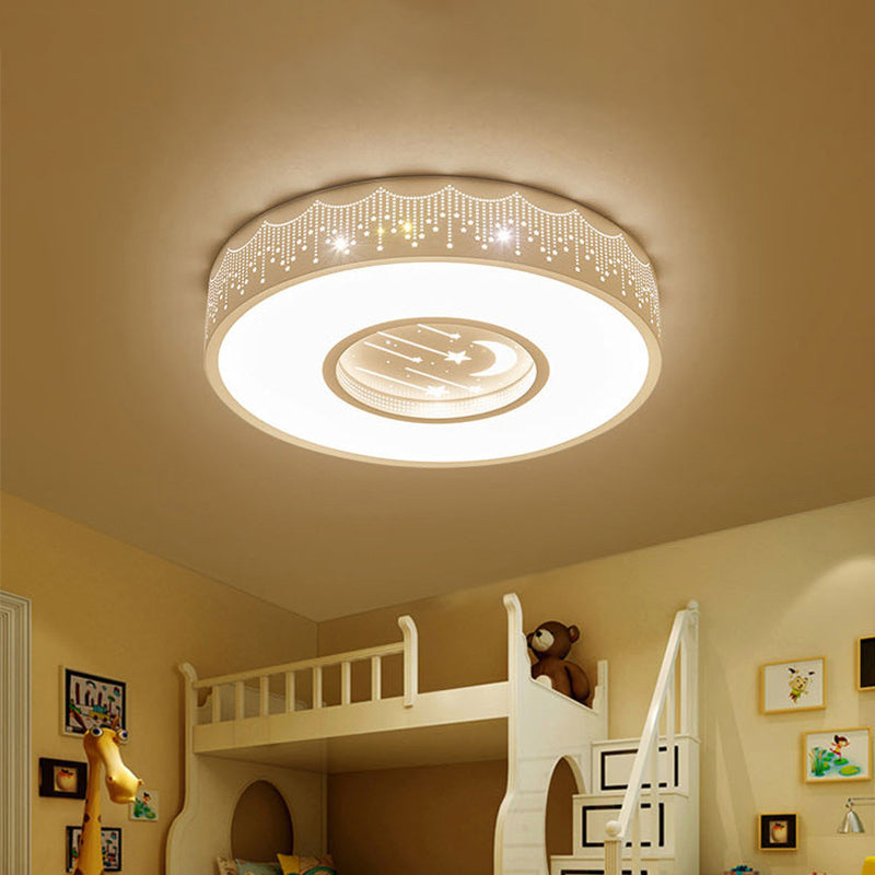 Hollowed out Meteor Ceiling Light Modern Romantic Acrylic Pink/White/Blue LED Round Flush Mounted Lamp, 16"/19.5" W