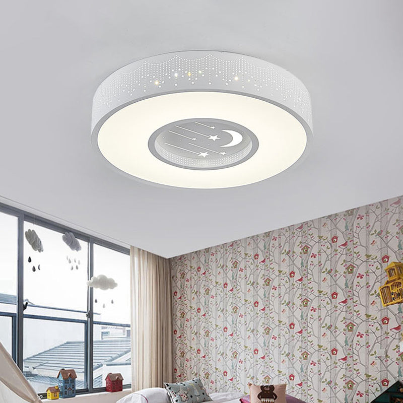 Hollowed out Meteor Ceiling Light Modern Romantic Acrylic Pink/White/Blue LED Round Flush Mounted Lamp, 16"/19.5" W