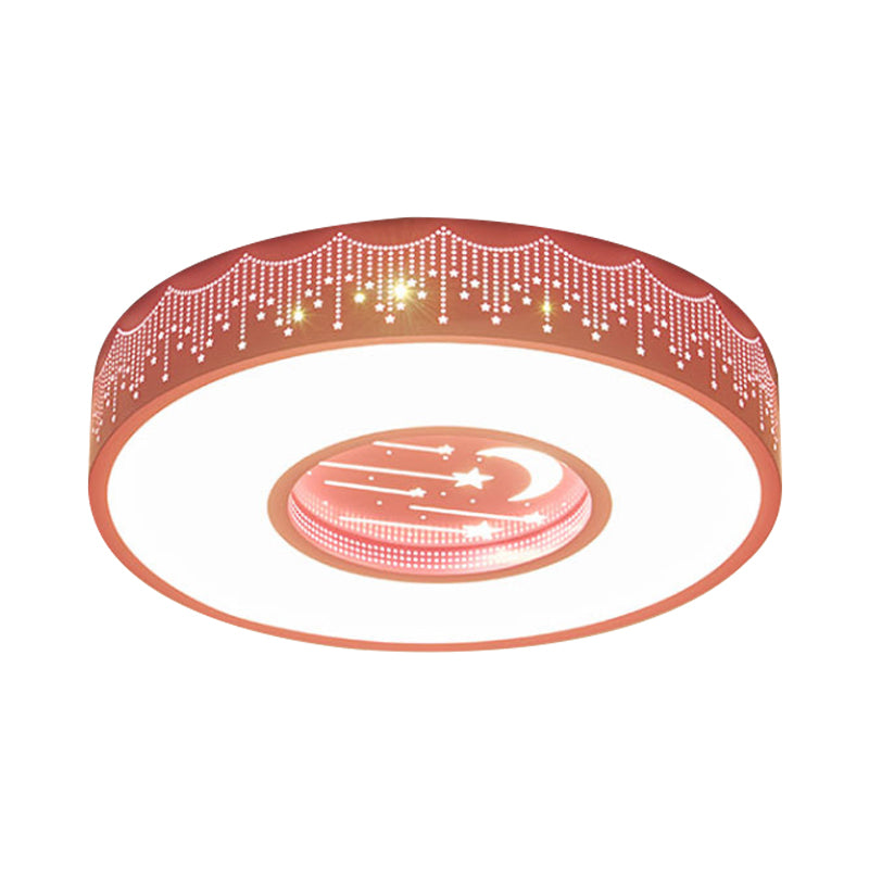 Hollowed out Meteor Ceiling Light Modern Romantic Acrylic Pink/White/Blue LED Round Flush Mounted Lamp, 16"/19.5" W