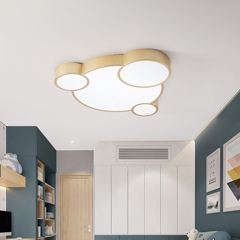 Gold Bubbling Flush-Mount Light Fixture Cartoon 18"/21.5" W LED Acrylic Ceiling Lamp for Bedroom