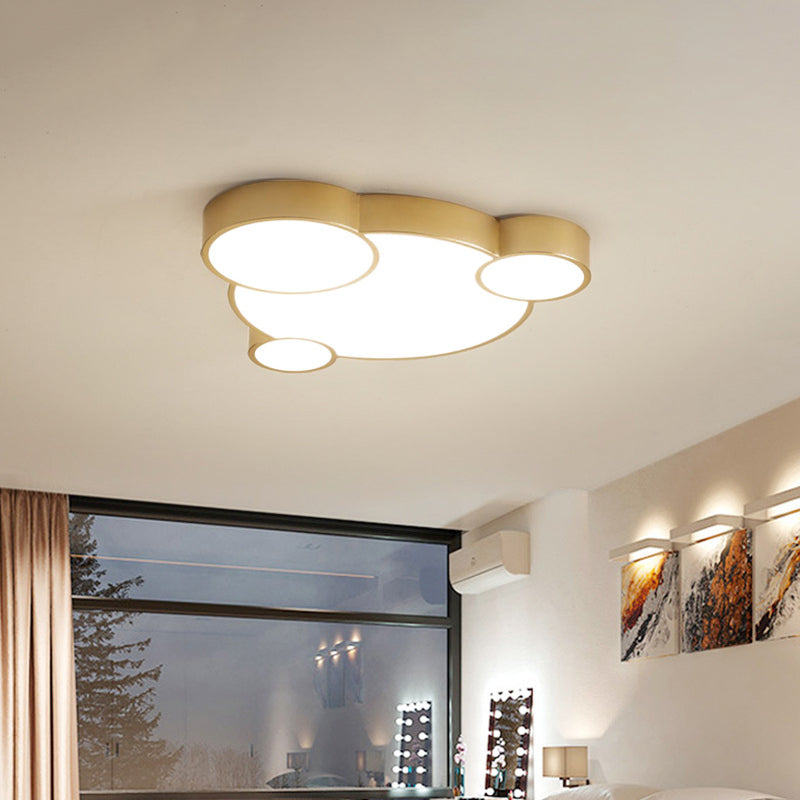 Gold Bubbling Flush-Mount Light Fixture Cartoon 18"/21.5" W LED Acrylic Ceiling Lamp for Bedroom