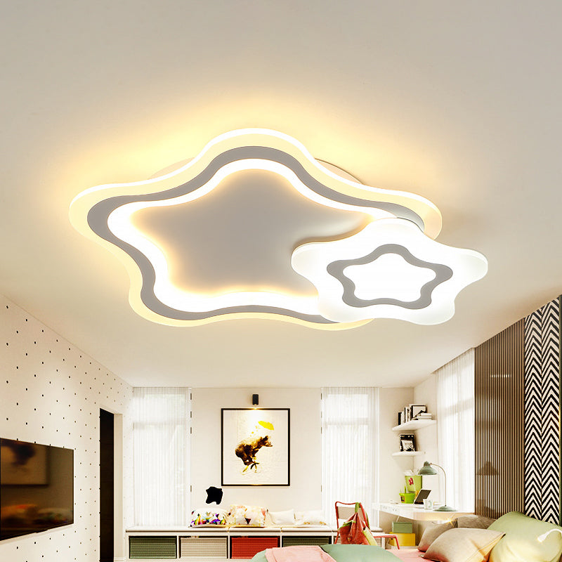 Kids LED Ceiling Mount Light White Star/Triangle/Loving Heart Flushmount Lighting with Acrylic Shade for Nursery