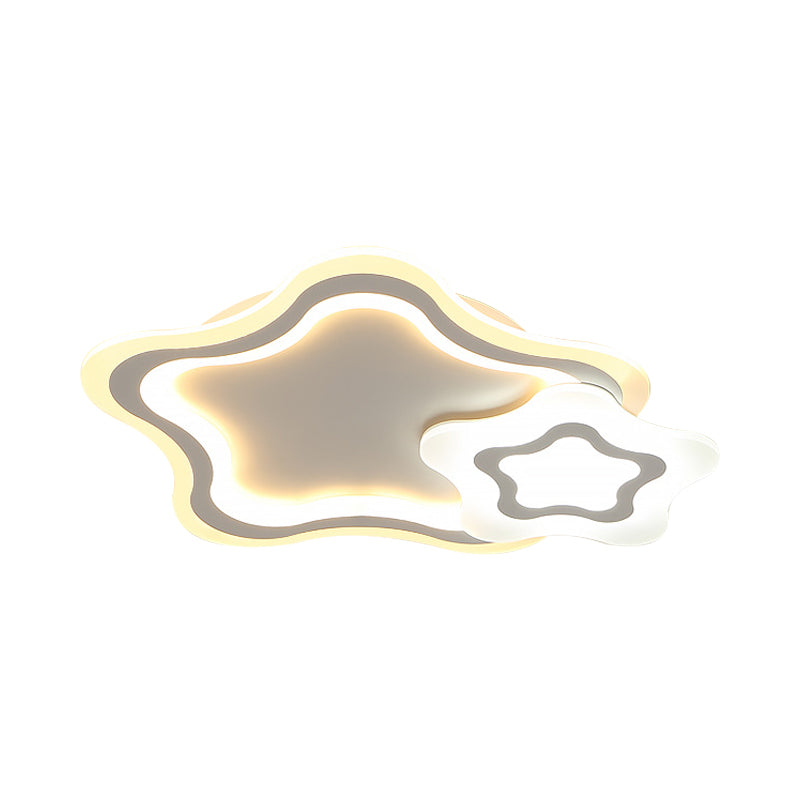 Bambini LED Luce di Montaggio a Soffitto Stella Bianca/Triangolo/Amore Cuore Flushmount Illuminazione con Ombra Acrilica per Nursery