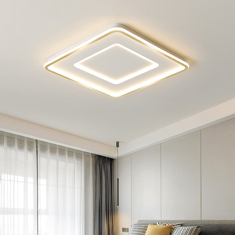 Plafonnier LED Extra fin en forme d'étoile/carré/triangle, luminaire de plafond contemporain en métal poli doré, pour chambre de bébé