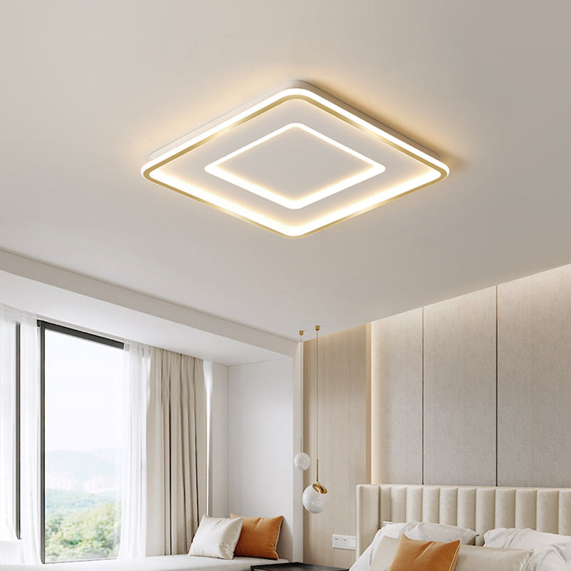 Plafonnier LED Extra fin en forme d'étoile/carré/triangle, luminaire de plafond contemporain en métal poli doré, pour chambre de bébé