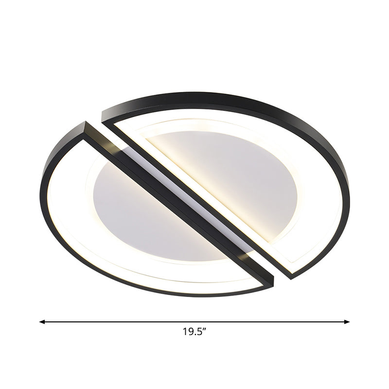 Iluminación de techo metálica delgada y redonda, montaje empotrado LED negro simple con marco triangular/semicircular, luz blanca/cálida