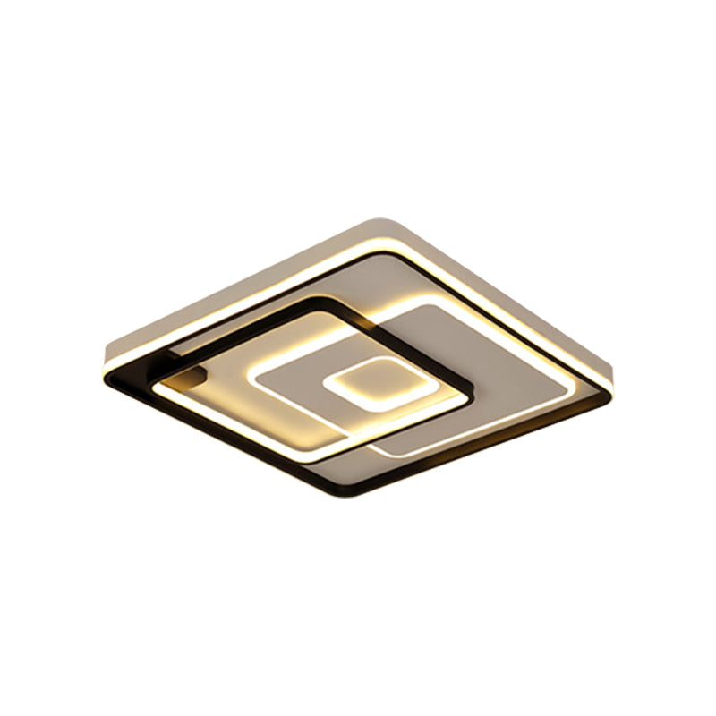 Lámpara de techo LED de estilo moderno, lámpara de montaje empotrado redonda/cuadrada/rectangular en capas negras con pantalla acrílica, luz blanca/cálida