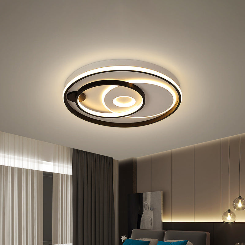 Lámpara de techo LED de estilo moderno, lámpara de montaje empotrado redonda/cuadrada/rectangular en capas negras con pantalla acrílica, luz blanca/cálida