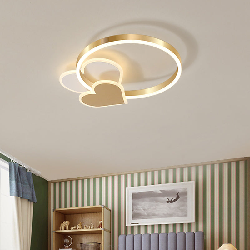 Lámpara de techo con forma de nube/círculo/molino de viento, luz LED empotrada de metal moderna para dormitorio infantil en oro pulido