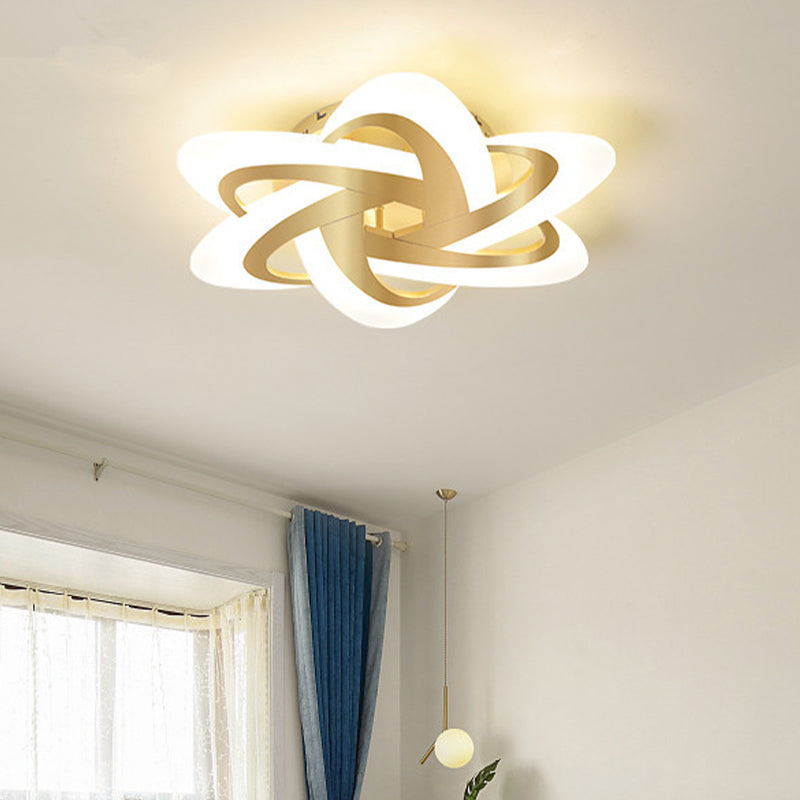 Lámpara de techo con forma de nube/círculo/molino de viento, luz LED empotrada de metal moderna para dormitorio infantil en oro pulido