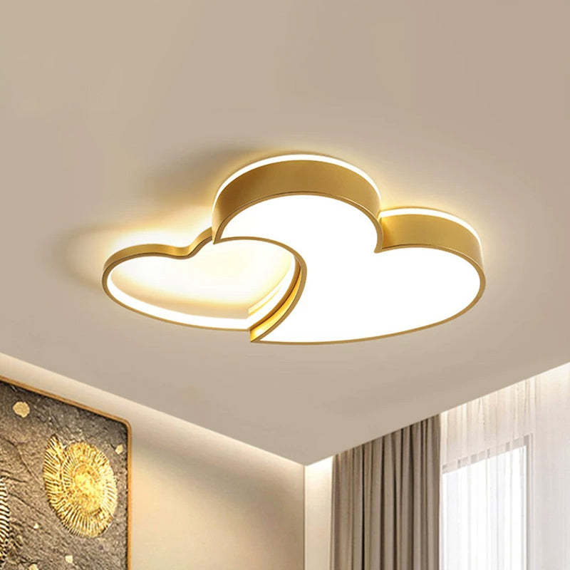 Lámpara de techo con forma de nube/círculo/molino de viento, luz LED empotrada de metal moderna para dormitorio infantil en oro pulido