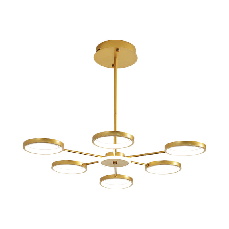 Cirkel vertakking metaal hangend licht modernistische 6-head zwart/gouden led kroonluchter lamp in warm/wit licht
