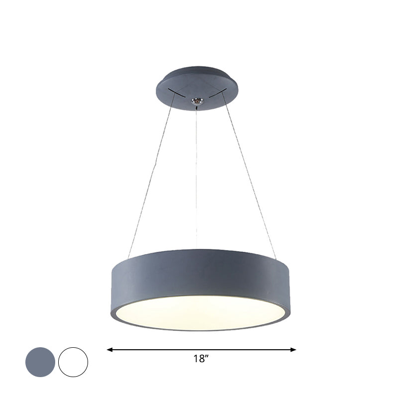 Minimalistic LED Pendant Chandelier Grey/White Circle Ceiling Hang Light with Acrylic Shade, 18"/23.5" W