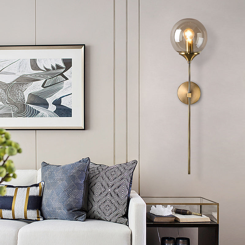 Ball Shade Pencil-arm Wandverlichting Postmodern helder/barnsteen/rookgrijs glas