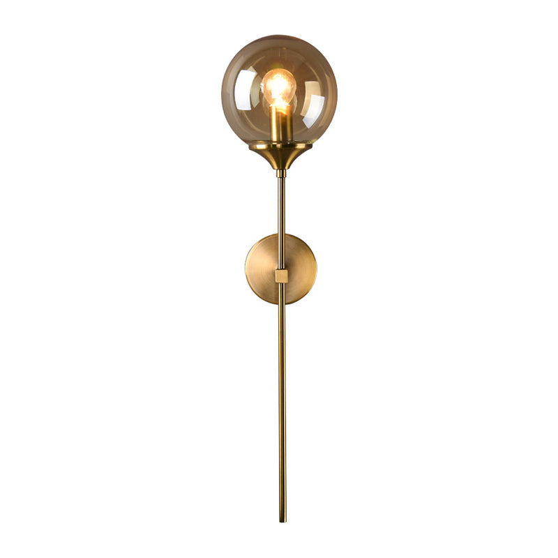 Ball Shade Pencil-arm Wandverlichting Postmodern helder/barnsteen/rookgrijs glas