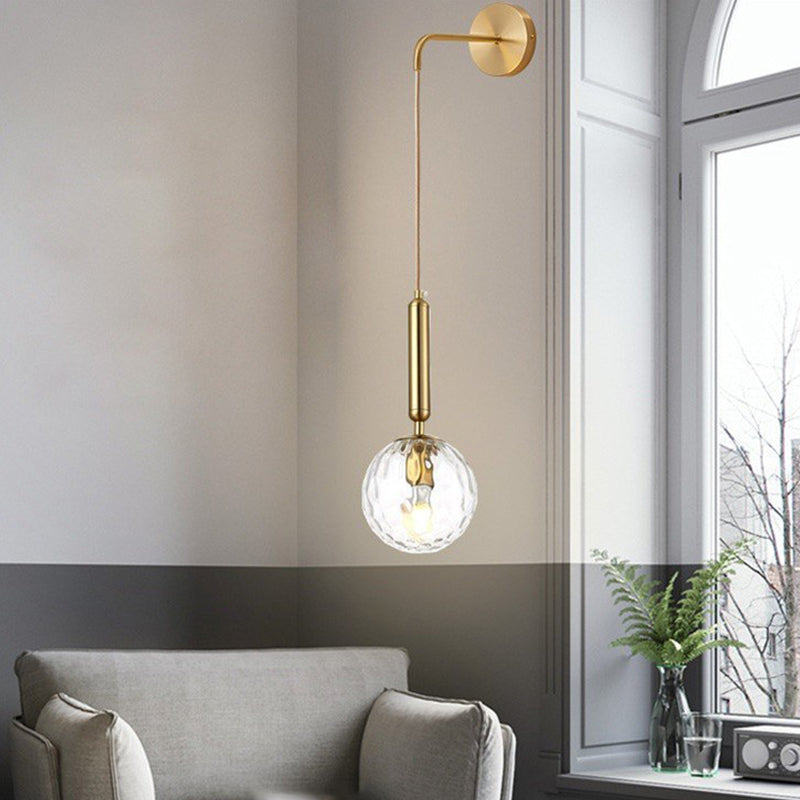 Kugelförmige Nachtwand -Wand hängendes leichtes Wasser/weißes Glas Einmalmoderne Wandlampe in Schwarz/Gold