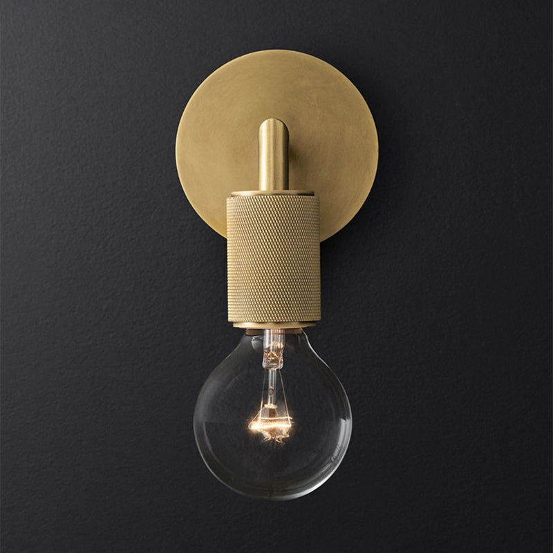 Luz de pared de pared armada de bronce Lámpara de pared de vidrio simple posmoderno/vaso con/sin disco/esfera/tono de cono