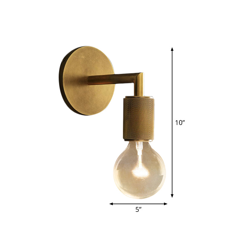 Bronze Armed Wall Sconce Light Postmodern Single Metal/Clear Glass Wall Lamp with/without Disc/Sphere/Cone Shade