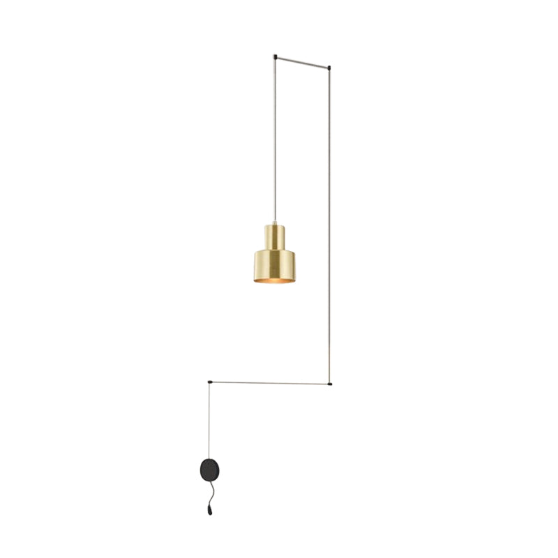 Gold Hand-Grenade Ceiling Pendant Postmodern 1 Head Metal Linear Hanging Lamp for Bedroom