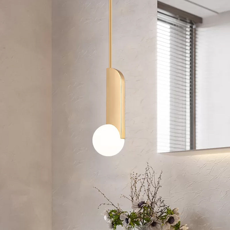 Creative Postmodern Ball Pendant Lamp Cream Glass 1/3-Bulb Dining Table Suspension Light in Gold
