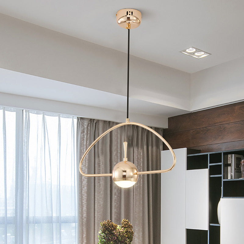 Minimalist LED Pendant Ceiling Light Rose Gold Round/Triangle/Rectangle Down Lighting with Dome Acrylic Shade