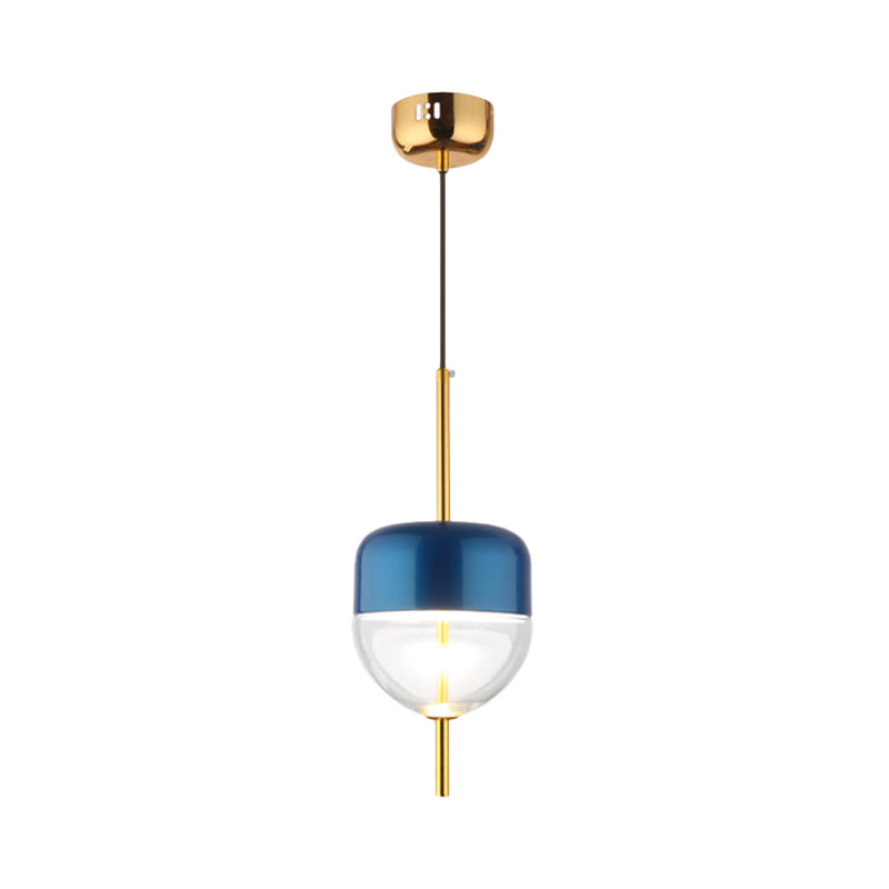 Blue Jar Hanging Pendant Postmodern 1-Light Aluminum Ceiling Light with Bottom Clear Glass Shade