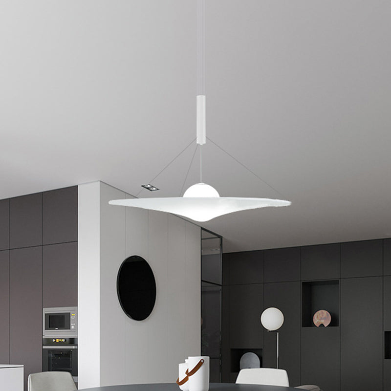 Trumpet Flared Pendant Light Fixture Designer Cream Ball Glass 1 Bulb White Suspension Light