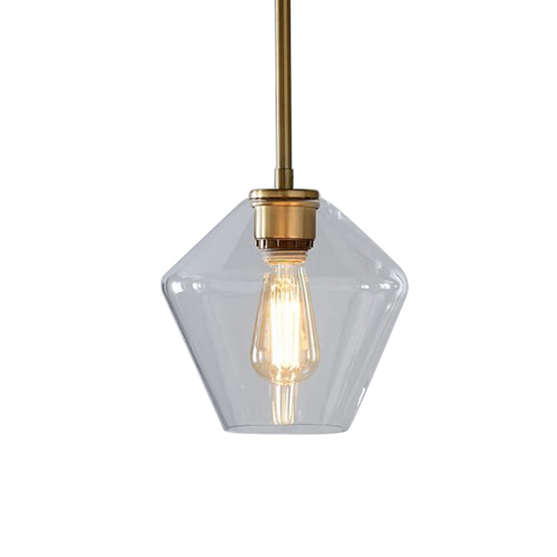Postmodern Gyro/Gem/Diamond Pendant Light Clear Glass 1-Light Restaurant Hanging Ceiling Light in Gold
