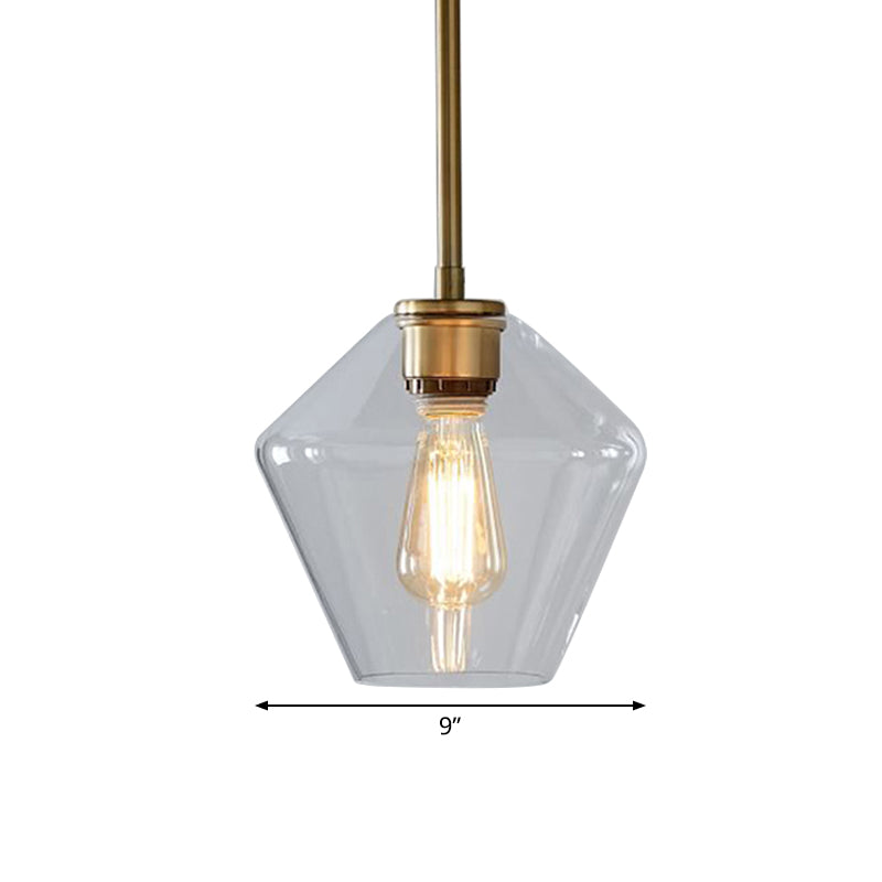 Postmodern Gyro/Gem/Diamond Pendant Light Clear Glass 1-Light Restaurant Hanging Ceiling Light in Gold