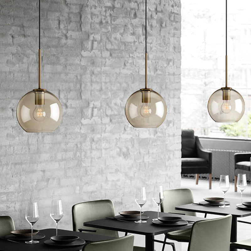 Lampada a sospensione ovale/brocca/globo fumo/cognac vetro a bulba singola luce a soffitto in grigio