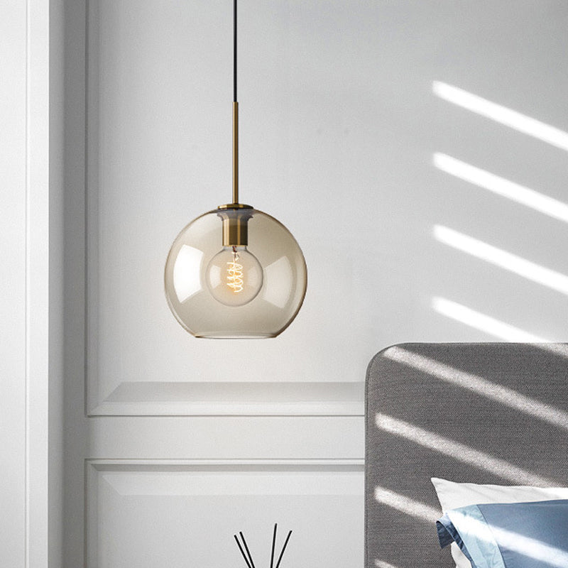 Lampada a sospensione ovale/brocca/globo fumo/cognac vetro a bulba singola luce a soffitto in grigio