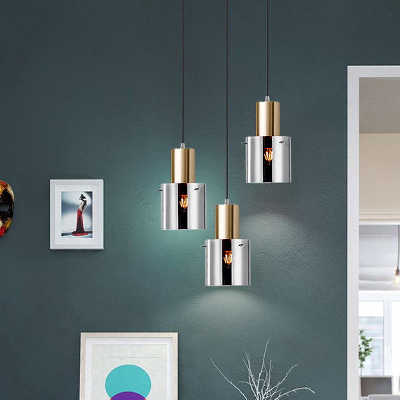 Pendre en or rose Gold / Gold Pendre Modern Style 1-Bulb Smoky Grey Glass Glass Plafond Light for Kitchen Bar