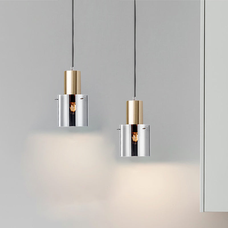 Pendre en or rose Gold / Gold Pendre Modern Style 1-Bulb Smoky Grey Glass Glass Plafond Light for Kitchen Bar