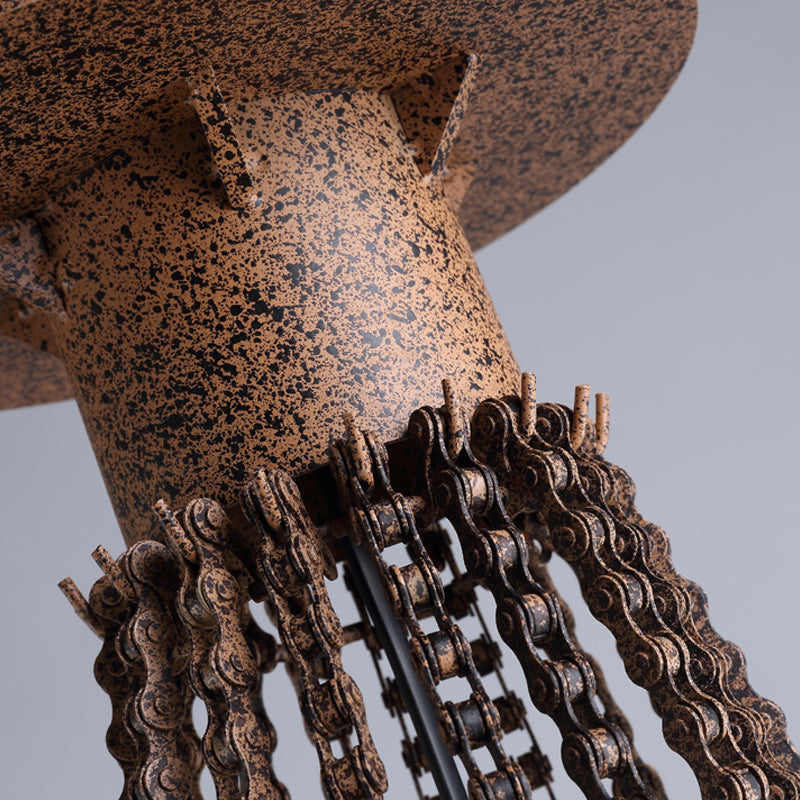 Rust Finish Wheel Chandelier Light Farmhouse Style Whited Fer 6 LIGHTS PLADOOR PLADOR avec bougie et chaîne