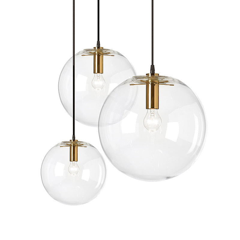 Lampada a sospensione in vetro minimalista a 1 lutto in ottone a bacchette, 8 "/12" Dia